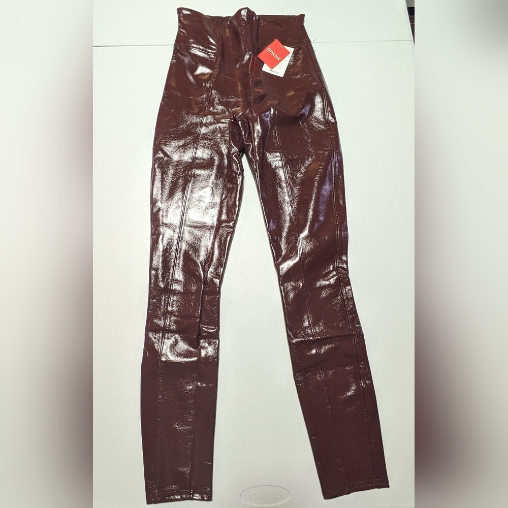 NWT Spanx Faux Patent Leather Leggings Ruby Size XS